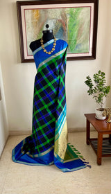 NEELVANYA- KANJIVARAM SILK SAREE WITH LARGE CHECKS AND ZARI