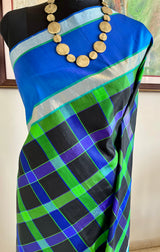 NEELVANYA- KANJIVARAM SILK SAREE WITH LARGE CHECKS AND ZARI