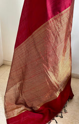 AMAYRA - RICH MAROON RAW SILK SAREE WITH ZARI LINES