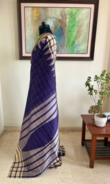 PRAYUKTA- NAVY KANJIVARAM WITH CHECKS AND ZARI DETAILS