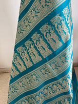 BIBRITI - TEAL COTTON SILK BALUCHARI WITH ARCHER AND RAMAYANA MOTIFS
