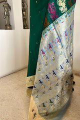 YASMEEN - GREEN BANARASI SILK SAREE WITH ROYAL TALES