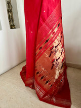 SUHRITA - RARE RED PAITHANI WITH NARALI BORDER AND MOR KUNDA