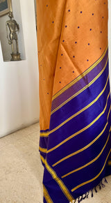 SRITIKA- OCHRE BLUE KORVAI KANJIVARAM WITH FLORAL BORDER