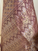 RUVINA- CHOCOLATE BROWN KANJIVARAM WITH ZARI BOOTIS AND STYLIZED AANCHAL