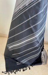 THIVYA - NEVER WORN KATTAM KANJIVARAM IN SILVER GREY AND BLACK CHECKS