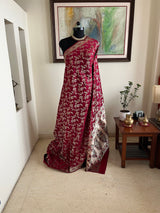 BHANVI- BANARASI SATIN SILK SAREE IN RICH MAROON WITH GOLD ZARI