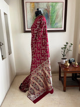 BHANVI- BANARASI SATIN SILK SAREE IN RICH MAROON WITH GOLD ZARI