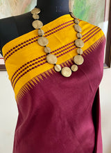 SUHRITHA- CHOCOLATE BROWN KANJIVARAM WITH MUSTARD BORDER AND PAISLEYS