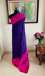PADMANGI - BLUISH PURPLE KANJIVARAM WITH PINK THZAMPU BORDER