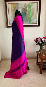PADMANGI - BLUISH PURPLE KANJIVARAM WITH PINK THZAMPU BORDER