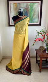 PARISHA - CREAM GADWAL COTTON WITH BROWN ZARI AND GREEN ACCENT