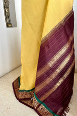 PARISHA - CREAM GADWAL COTTON WITH BROWN ZARI AND GREEN ACCENT
