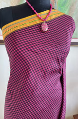 MATHURA- PURPLE PINK KATTAM KANJIVARAM WITH MUSTARD BORDER AND STRIPES