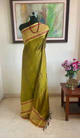 ANUPRIYA - MEHENDI GREEN KANJIVARAM WITH YELLOW BORDER