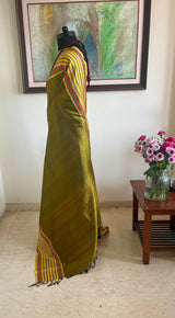 ANUPRIYA - MEHENDI GREEN KANJIVARAM WITH YELLOW BORDER