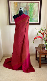 RAJESWARI- KANJIVARAM WITH BEIGE MAGENTA STRIPES AND FLECKED AANCHAL