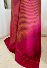 RAJESWARI- KANJIVARAM WITH BEIGE MAGENTA STRIPES AND FLECKED AANCHAL