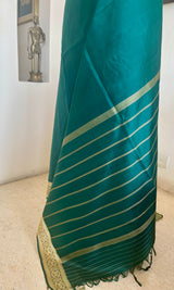 TEJASVI - GREEN KANJIVARAM SILK SAREE WITH FLORAL BORDER