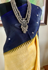 PARVINI - CREAM KANJIVARAM SILK WITH NAVY BLUE BORDER