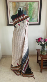 JAYNAVI- OFFWHITE VELDHARI KANJIVARAM WITH KORVAI PEACOCK BORDER