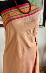 RITHIGA- PEACH KANJIVARAM SAREE WITH RUST AND GREEN BORDER