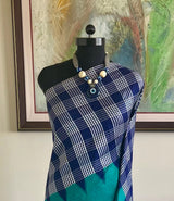 RINIKA - TEAL KANJIVARAM WITH NAVY CHECKS BORDER