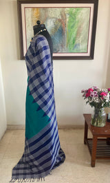 RINIKA - TEAL KANJIVARAM WITH NAVY CHECKS BORDER