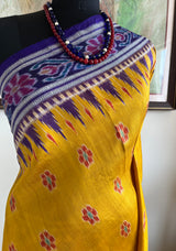 SASHWATA - MUSTARD YELLOW KHANDUA SILK WITH BANDHA ANCHAL