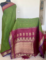 DIVIJA-TIMELESS CHARM, MEHENDI GREEN KANCHIPURAM COTTON SAREE