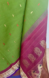 DIVIJA-TIMELESS CHARM, MEHENDI GREEN KANCHIPURAM COTTON SAREE