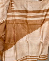 ANU- PEACH AND BROWN ODISHA TUSSAR, CLASSY ELEGANCE WITH TEMPLE BORDER