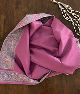 IYA- A LAVENDER CREPE SILK WITH SILK THREAD WEAVE AND AANCHAL IN BEIGE AND GREY