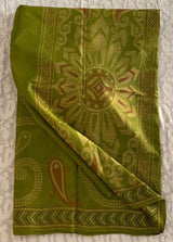 HARITA- A PISTA GREEN FINE MATKA SILK WITH DULL RUST AND CREAM COLOURED WEAVES