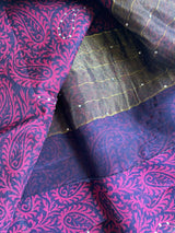 PRACHI- A PRINTED PURE GEORGETTE IN MAUVE AND PURPLE WITH SEQUIN WORK