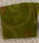 HARITA- A PISTA GREEN FINE MATKA SILK WITH DULL RUST AND CREAM COLOURED WEAVES