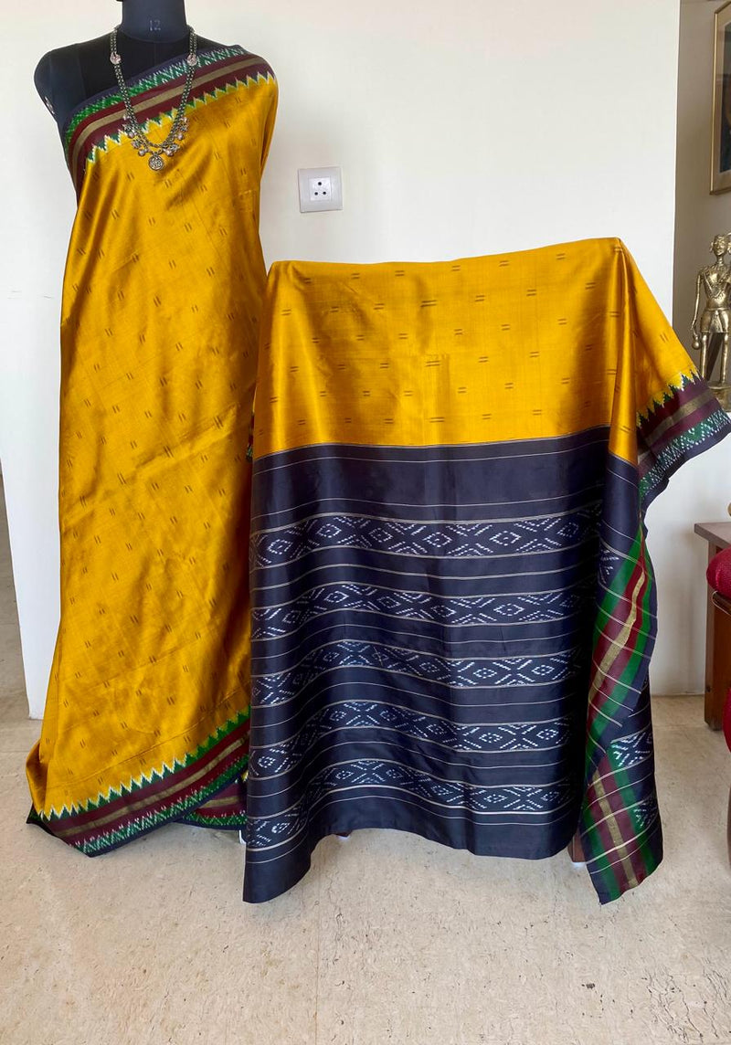 RITHI- MUSTARD MARVEL, EXQUIISTE POCHAMPALLY HANDLOOM SILK SAREE