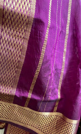 SELVI- A TIMELESS ELEGANCE IN PURPLE AND GOLD CHECKS WEAVE SILK COTTON