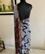 RESHMA- ELEVATE YOUR ELEGANCE, EMBRACE THE ALLURE OF OUR ECLECTIC BLACK AND WHITE CREPE SAREE