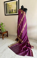 SELVI- A TIMELESS ELEGANCE IN PURPLE AND GOLD CHECKS WEAVE SILK COTTON