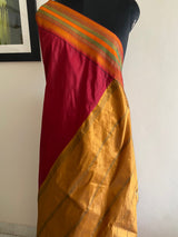 RIA- MAROON SOUTH SILK SAREE WITH GOLDEN AANCHAL AND VIBRANT ACCENTS