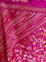 TRIDISHA- MAGENTA MARVEL, UNIQUE KANTHA SAREE WITH FLORAL EMBROIDERY SYMPHONY