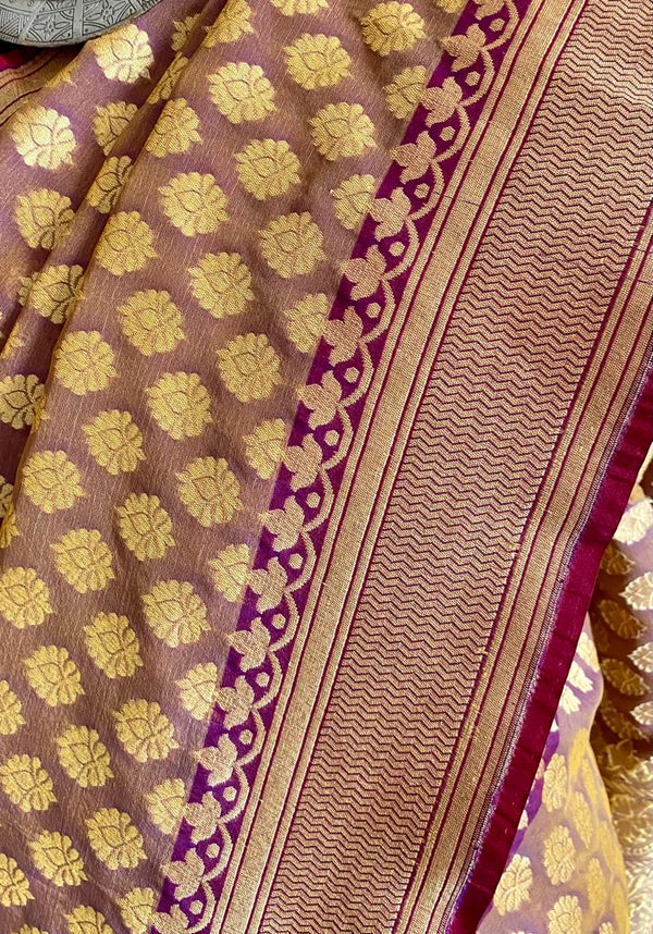 UMIKA- MAUVE MAJESTY,  BANARASI SEMI RESHAM SILK SAREE