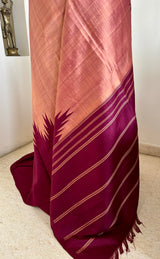 KAMAKSHI - PEACH ARNI SILK WITH COFFEE MAROON AANCHAL