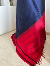 SIVIKA- NAVY BLUE KANJIVARAM SAREE WITH CHILLI RED AANCHAL