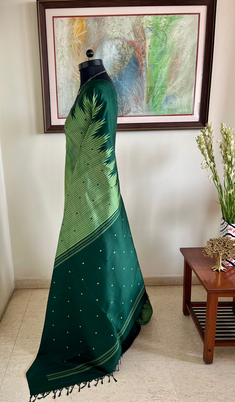 NAVISHA – KANJIVARAM WITH TEMPLE BORDER, STRIPES AND DELICATE BOOTIS