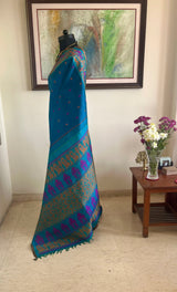 VIYANA - BLUE KANJIVARAM SILK SAREE WITH NARRATIVE MOTIFS