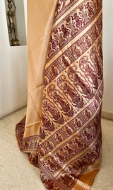 SHONAYA-LIGHTWEIGHT BALUCHARI SAREE WOVEN WITH HORSES, DANCERS, AND LEGENDS