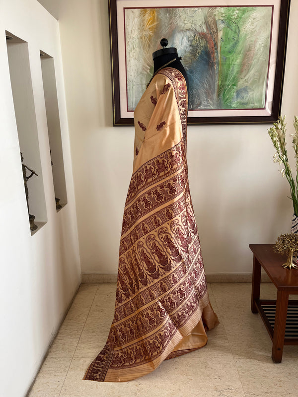 SHONAYA-LIGHTWEIGHT BALUCHARI SAREE WOVEN WITH HORSES, DANCERS, AND LEGENDS