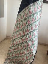 SHYAMI- BLACK POCHAMPALLY WITH WHITE FLORAL IKAT BORDER
